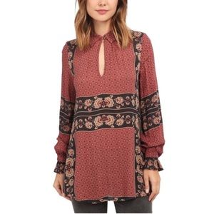 Free People Dobby Changing Times Tunic Brick Comb Size XS
